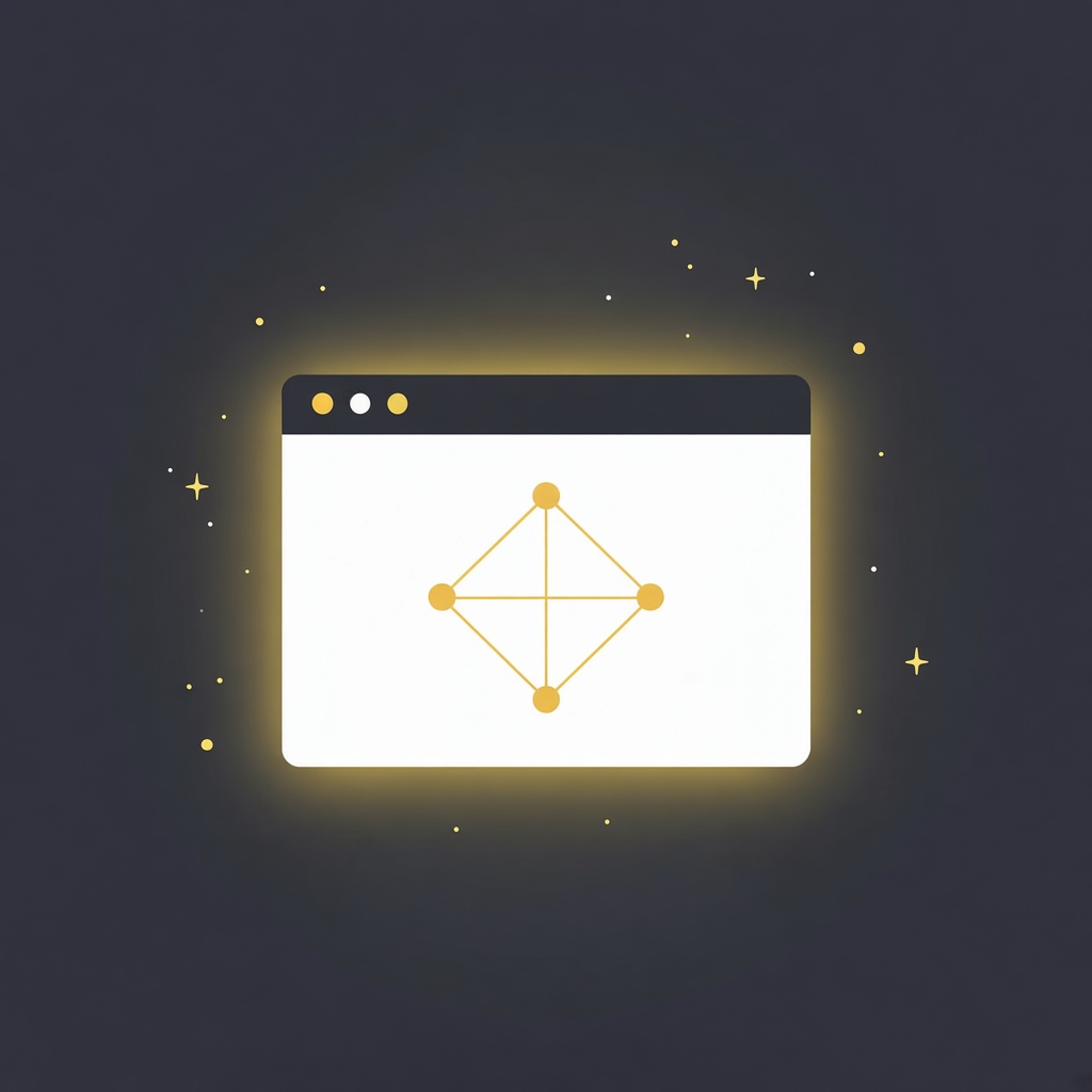 Illustration: Browserfenster mit KI-Funken – KI-Webseite Liechtenstein